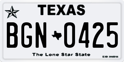 TX license plate BGN0425