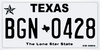 TX license plate BGN0428
