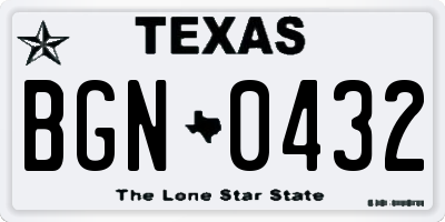 TX license plate BGN0432