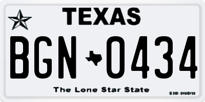 TX license plate BGN0434
