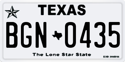 TX license plate BGN0435