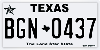 TX license plate BGN0437