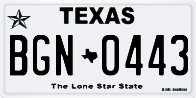 TX license plate BGN0443