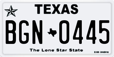 TX license plate BGN0445