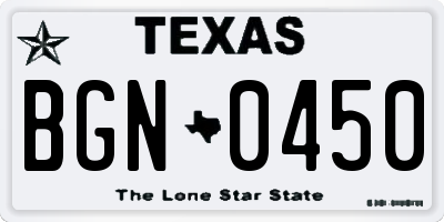TX license plate BGN0450