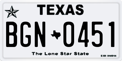 TX license plate BGN0451
