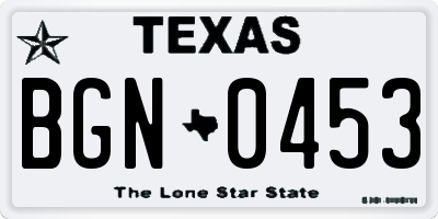 TX license plate BGN0453