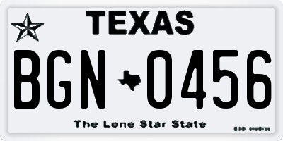 TX license plate BGN0456