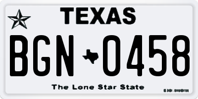 TX license plate BGN0458