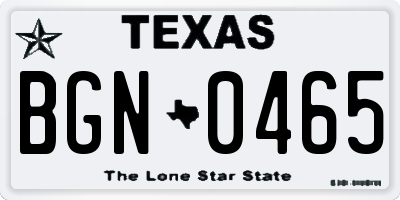 TX license plate BGN0465