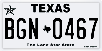 TX license plate BGN0467
