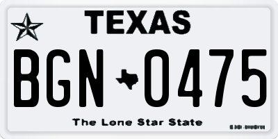 TX license plate BGN0475