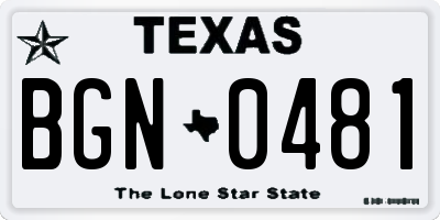 TX license plate BGN0481