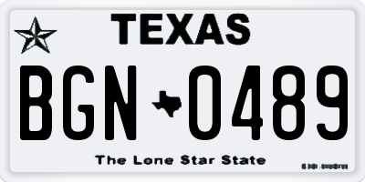 TX license plate BGN0489