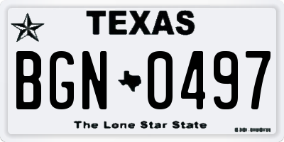 TX license plate BGN0497