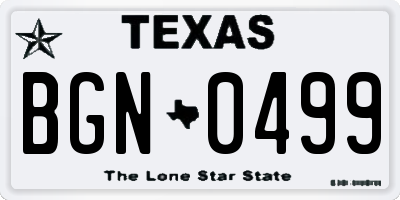 TX license plate BGN0499