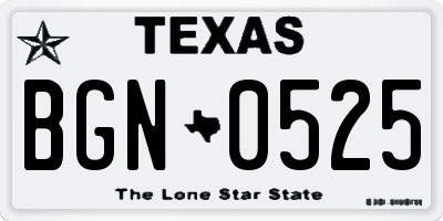 TX license plate BGN0525