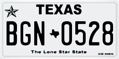 TX license plate BGN0528