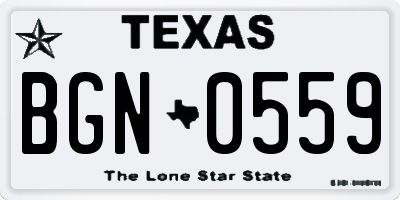 TX license plate BGN0559