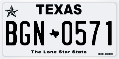 TX license plate BGN0571