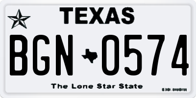 TX license plate BGN0574