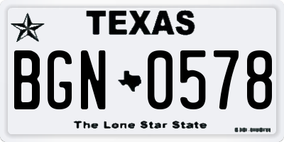 TX license plate BGN0578