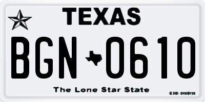TX license plate BGN0610