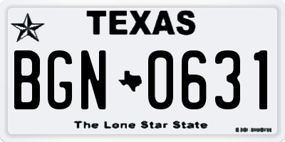 TX license plate BGN0631