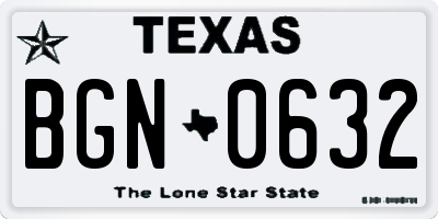 TX license plate BGN0632