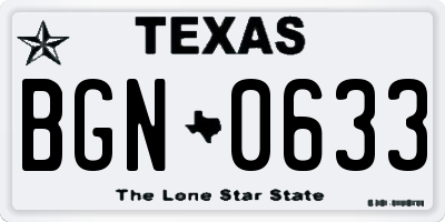 TX license plate BGN0633