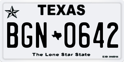 TX license plate BGN0642