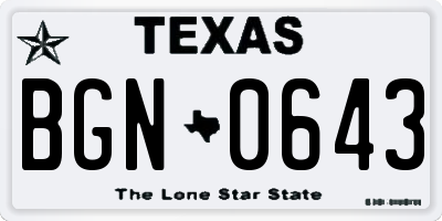TX license plate BGN0643