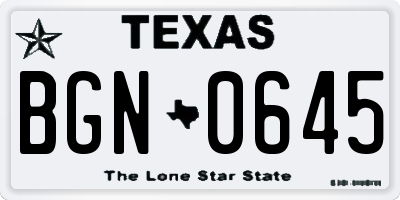 TX license plate BGN0645