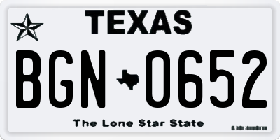 TX license plate BGN0652