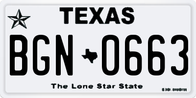 TX license plate BGN0663