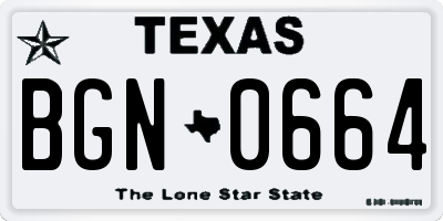 TX license plate BGN0664