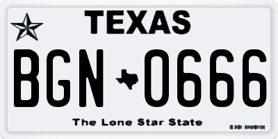 TX license plate BGN0666