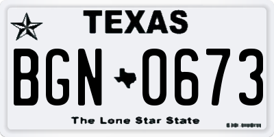 TX license plate BGN0673