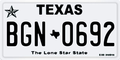 TX license plate BGN0692