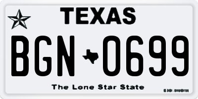 TX license plate BGN0699