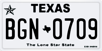 TX license plate BGN0709