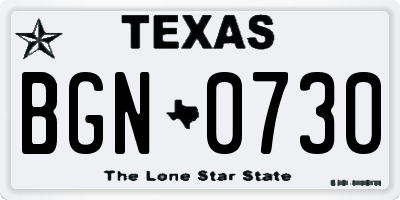 TX license plate BGN0730