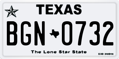 TX license plate BGN0732