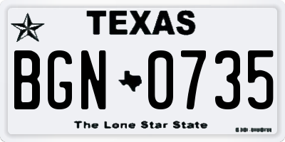 TX license plate BGN0735