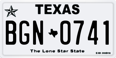 TX license plate BGN0741