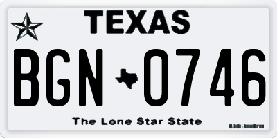 TX license plate BGN0746