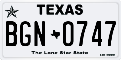 TX license plate BGN0747