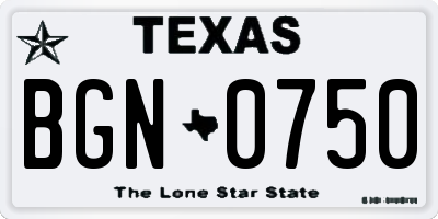 TX license plate BGN0750