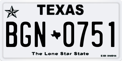 TX license plate BGN0751