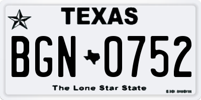 TX license plate BGN0752